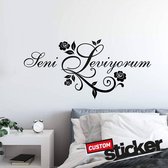 Muursticker - Seni seviyorum - Turks - zwart - 60x28 cm