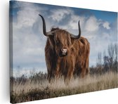Artaza Canvas Schilderij Schotse Hooglander Koe - Kleur - 120x80 - Groot - Foto Op Canvas - Wanddecoratie Woonkamer