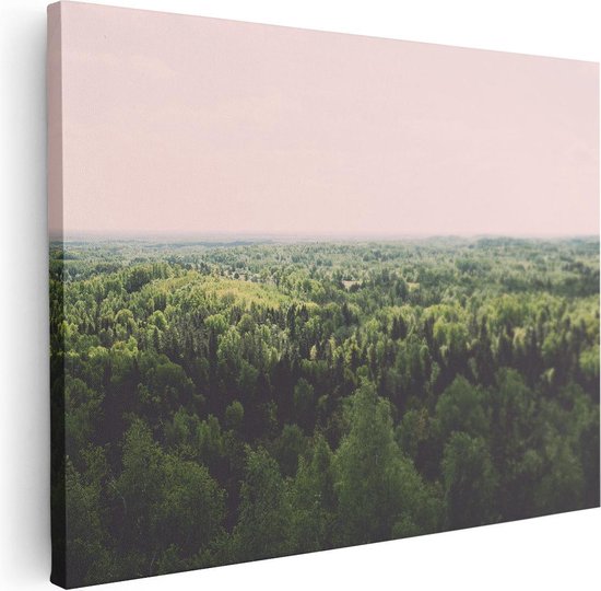 Artaza Canvas Schilderij Eindeloze Bos Met Groene Bomen - 40x30 - Klein - Foto Op Canvas - Canvas Print