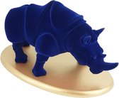 BaykaDecor - Luxe Handgemaakt Neushoorn Beeld - Verzameling Neushoorns - Woondecoratie - Design - Fluweel Rhino - Blauw - 23 cm