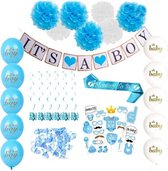 Joya® Versier Pakket It's a Boy babyshower versiering blauw | Baby Shower decoratie geboorte jongen | blauwe ballonnen