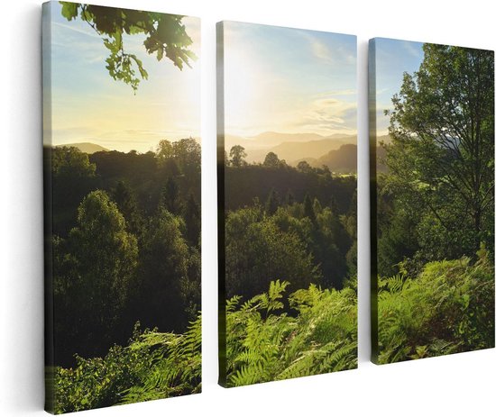 Artaza - Triptyque de peinture sur toile - Coucher de soleil d'une forêt - 120x80 - Photo sur toile - Impression sur toile