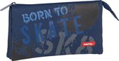 Pennenetui met 3 vakken Skate Safta Marineblauw