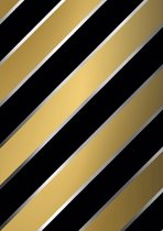 Zwart  Goud Cadeaupapier Diagonale Strepen- Breedte 50 cm - 100m lang
