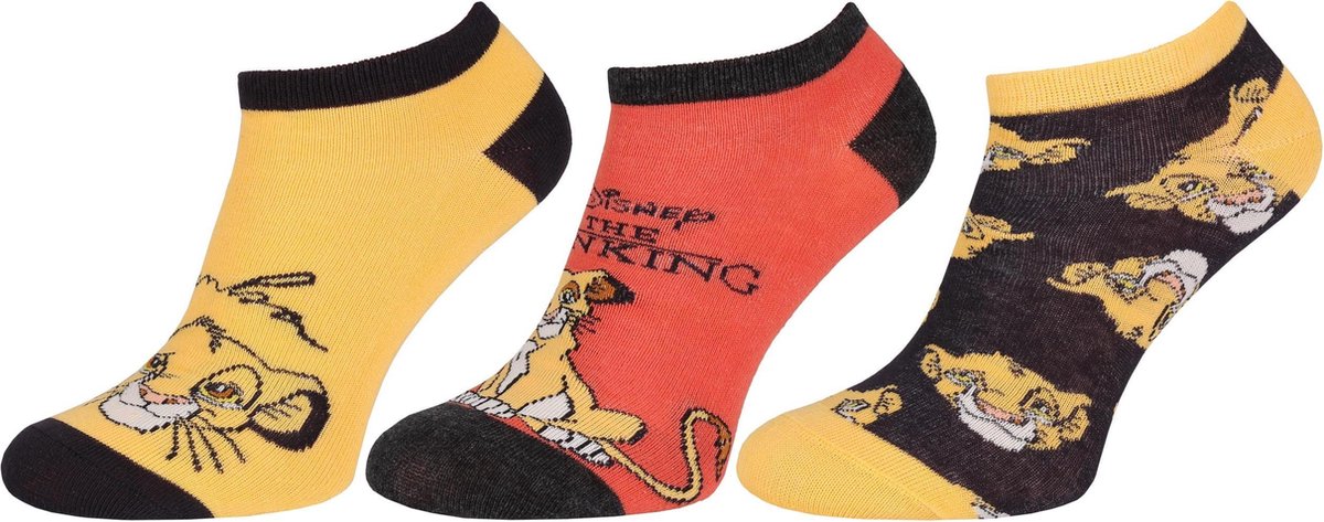3x gele en zwarte sokken De Leeuwenkoning DISNEY, OEKO-TEX gecertificeerd