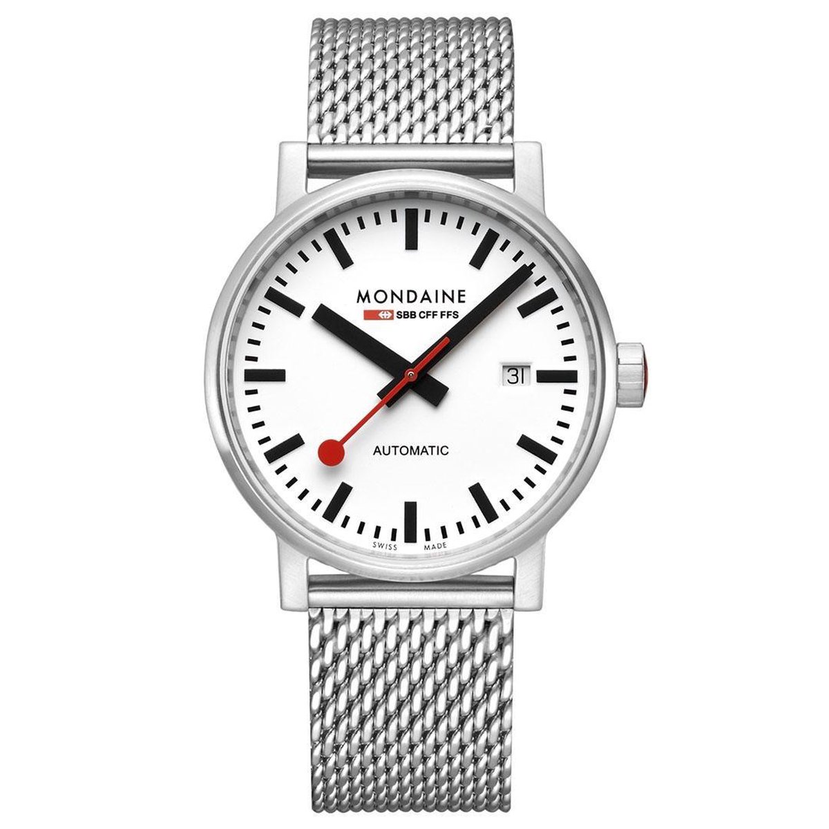 Mondaine MSE.40610.SM Evo2 - Horloge - Automatic - Staal - Zilverkleurig - 40mm