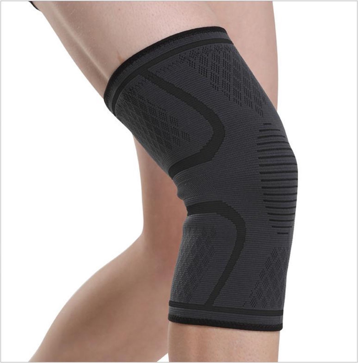 Nixnix - Compressie Knie Brace - Elastisch Bandage - Band - Strap - Sleeve - Kousen - Warmers - Blessures - Sport Ondersteuning - Knee Support - Vrouwen - Mannen - Maat: S/M - 1 stuk - Zwart