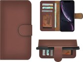 Hoesje iPhone XR - Bookcase Hoesje - iPhone XR Wallet Book Case Echt Leer Bruin Cover