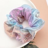 Metallic regenboog zeemeermin scrunchie - haarelastiek - meisje haaraccessoires