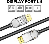 Somstyle Displayport kabel 1.4 Zilver – 8K 60Hz – 4K 144 Hz - 32.4GBps – Displayport naar Displayport - Gecertificeerd – DP 1.4 kabel - 3 Meter