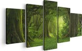 Artaza Canvas Schilderij Vijfluik Groene Tropische Jungle Bos  - 100x50 - Foto Op Canvas - Canvas Print