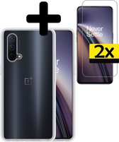 Oneplus Nord CE Hoesje Transparant Siliconen Case Met 2x Screenprotector - Oneplus Nord CE Case Hoesje Hoes Met 2x Screenprotector - Transparant