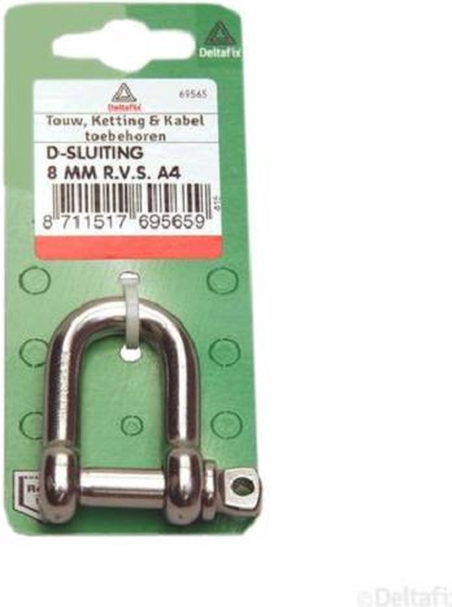Deltafix d-sluiting normaal r.v.s. a4 8 mm 1 st.