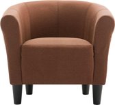 2-delige set fauteuil en kruk bruine stof