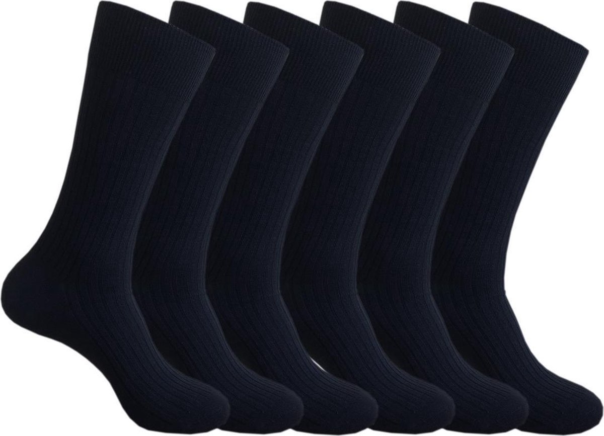 Classinn® Elegant geribbelde Heren sokken 39-42 - marine blauw - 6 paar