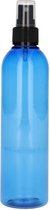 12 x 250 ml fles Basic Round PET blauw + spraypomp zwart BPA vrij kunststof, hervulbaar, onbreekbaar, recyclebaar, lege fles