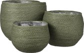 Mica Decorations Jorck Mand voor Planten - Set van 3 - H24 x Ø26 cm - Papier - Groen