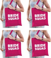 6x Bride Squad vrijgezellenfeest tasje roze dikke letters/ goodiebag dames - Accessoires vrijgezellen party vrouw