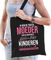 Trotse moeder / kinderen cadeau tas zwart voor dames - kado tas / tasje / shopper - Moederdag cadeau