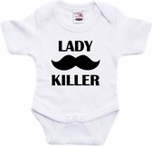 Lady killer tekst baby rompertje wit jongens - Kraamcadeau - Babykleding 56 (1-2 maanden)