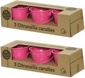 Set van 9x stuks anti muggen Citronella kaarsjes in roze zinken potje - Geurkaarsen citrus geur - Anti-muggen kaarsen