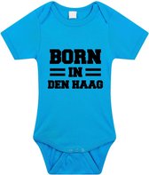 Born in Den Haag tekst baby rompertje blauw jongens - Kraamcadeau - Den Haag geboren cadeau 80 (9-12 maanden)