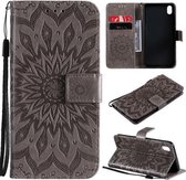 Voor vivo Y1s/Y90/Y91C Zon Embossing Patroon Horizontale Flip Lederen Case met Kaartsleuf & Houder & Portemonnee & Lanyard (Grijs)