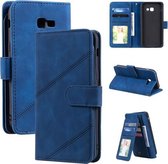 Voor Samsung Galaxy A5 2017 Skin Feel Business Horizontale Flip PU Lederen Case met Houder & Multi-kaartsleuven & Portemonnee & Lanyard & Fotolijst (Blauw)