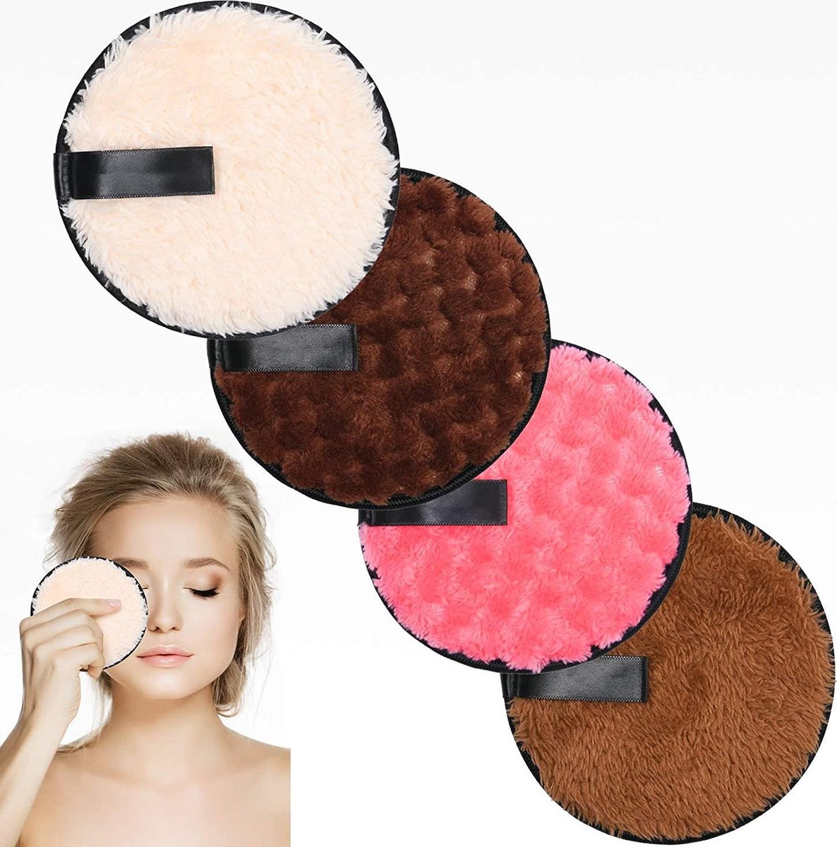 Goedkoopste Premium Herbruikbare Wattenschijfjes |Make Up Remover Doekjes | Wasbare Make Up Pads | 4 STUKS | Wasbare Wattenschijfjes |Wattenschijfjes Herbruikbare |