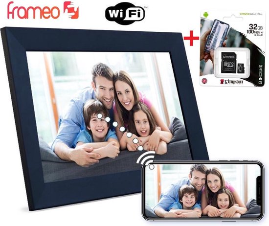 Digitale Fotolijstje met Wifi -10,1 inch- Frameo app - Fotokader - Touch Screen - Incl 32GB Micro SD Kaart/Zwart - Leuke Cadeautje