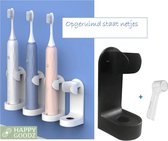 Happy Goodz kwalitatieve Elektrische tandenborstelhouders ZWART 1 stuk + 1 opzet beschermkapje- zonder boren - geschikt voor Oral B Toothbrush - Zelfklevend hangende houder voor el
