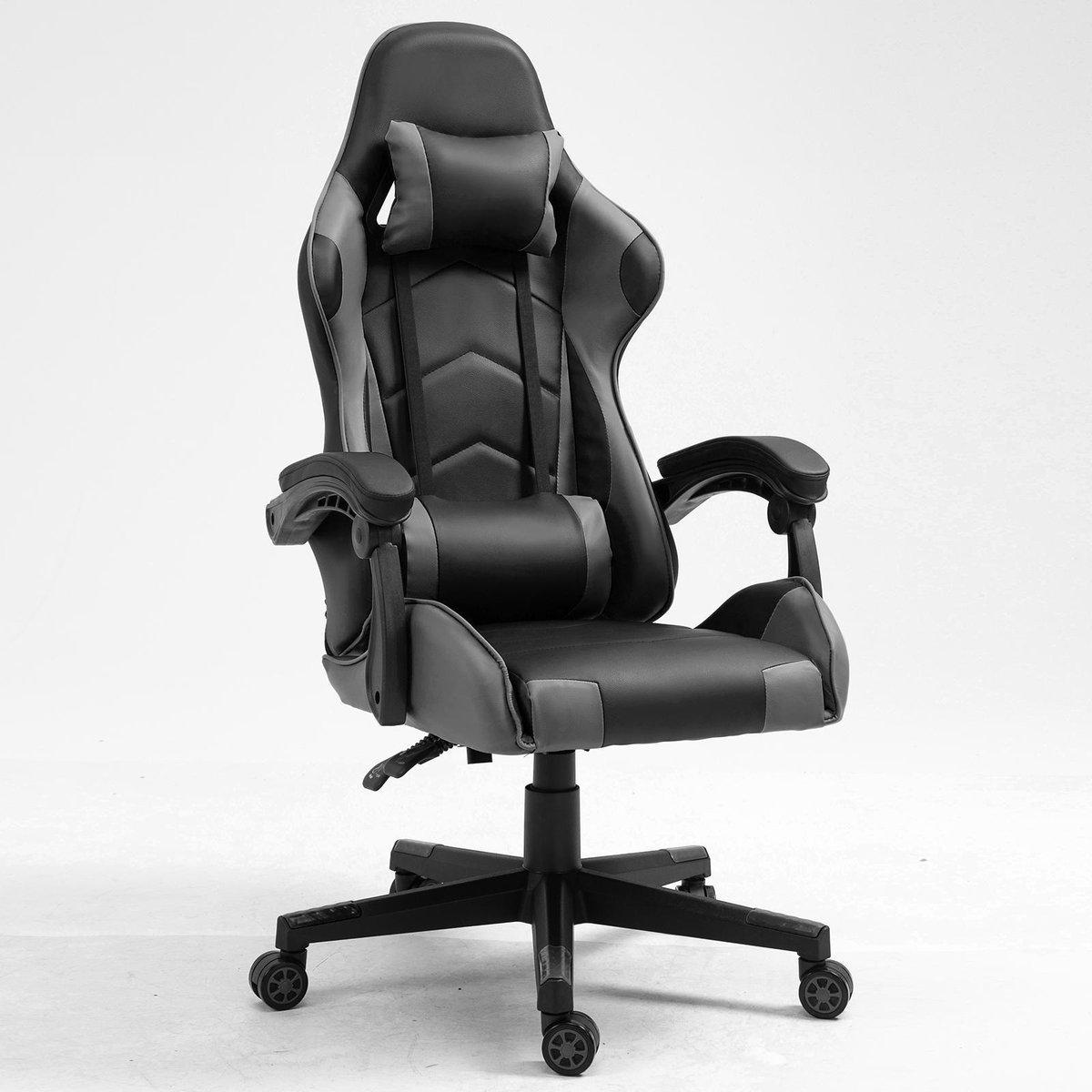 Alora Gaming stoel X-TREME - Grijs/Zwart - Met Nekkussen & Verstelbaar Rugkussen - Kunstleer - Gamstoel - Game Stoel - Gaming chair - Bureaustoel