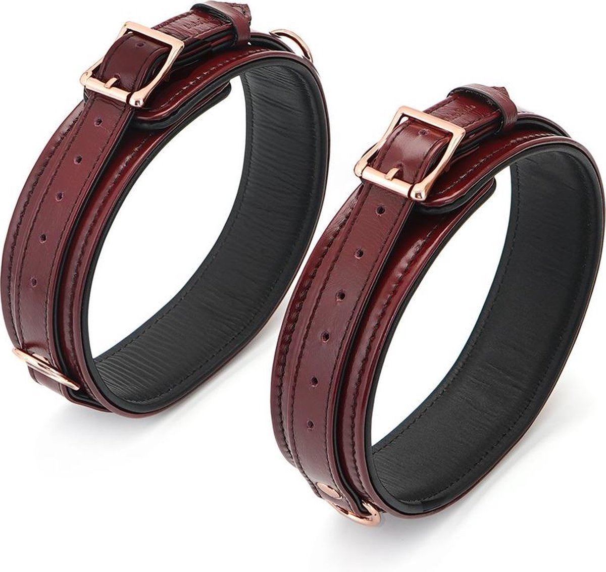 Liebe Seele - Wine Red - Leren Enkelboeien Met Rosé Gouden Ketting - exclusief En Luxe ontwerp - wijnrood