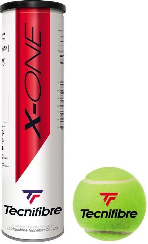 Tecnifibre X-One Tennisbal - 1 Blik 4 Stuks - Gasgevuld - Geel