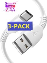 3x USB-C Data- en Laadkabel 2M - 2.4A Snellader Kabel - Fast en Quick Charge Oplaadkabel - Type C Naar USB-A - Oplaadsnoer Telefoon - Laptop - Samsung Galaxy en Note - Sony - OnePl