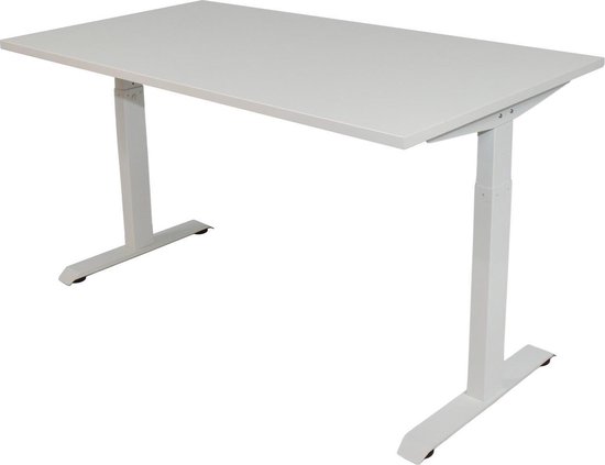 OrangeLabel Desk met wit onderstel en blad Wit in de maat 120x80. Instelbaar van 62-84cm