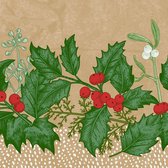 Duni Servetten Snowy Berries 3-laags 24 Cm Papier Bruin/groen