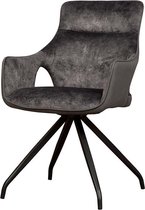 Kuipstoel - nola swivel armchair - grey velvet 8196-21 / fabric 7501-11 - metaal - 56x64x86