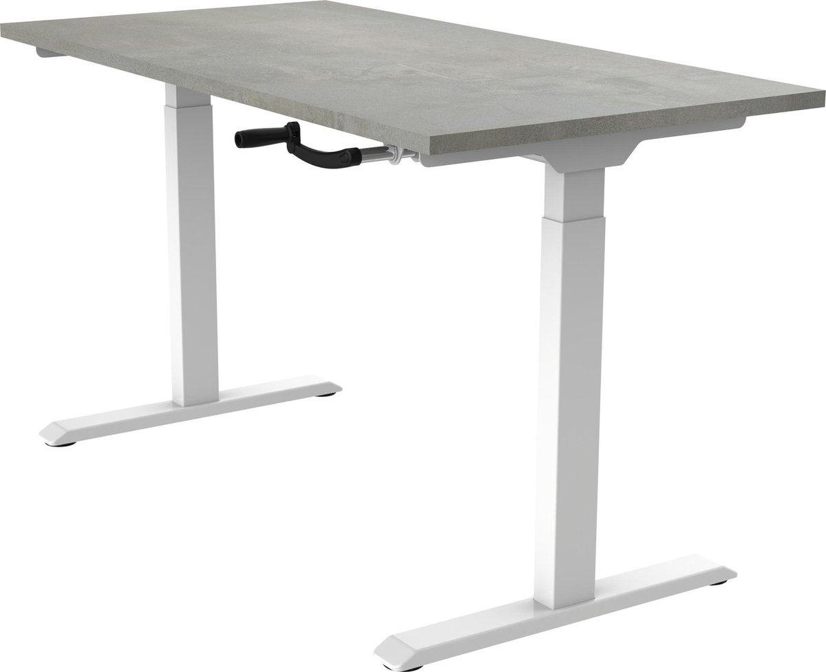 OrangeLabel S1 Desk Wit onderstel / Blad Oxyd maat 120x80cm. Slinger zit/sta uitvoering