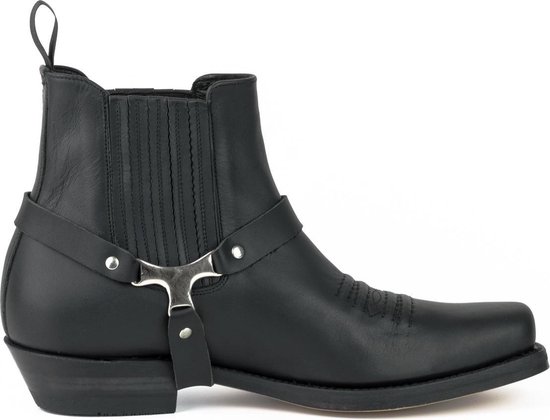 Mayura Boots 24 Zwart/ Cowboy Western Enkellaars Heren Vierkante Neus Sierspoor Elastiek Sluiting Maat EU 44