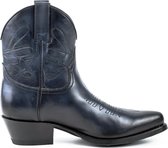 Mayura Boots 2374 Vintage Marine Blauw/ Dames Cowboy fashion Enkellaars Spitse Neus Western Hak Echt Leer Maat EU 38