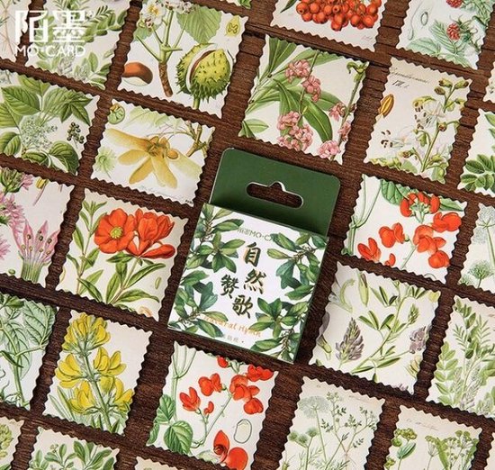 46 Vierkante Bloemen Stickers – Allerlei Groen en Bloemen Stickers – D002 -Voor Scrapbook Of Bullet Journal – Stickers Voor Volwassenen En Kinderen – Agenda Stickers – Decoratie Stickers