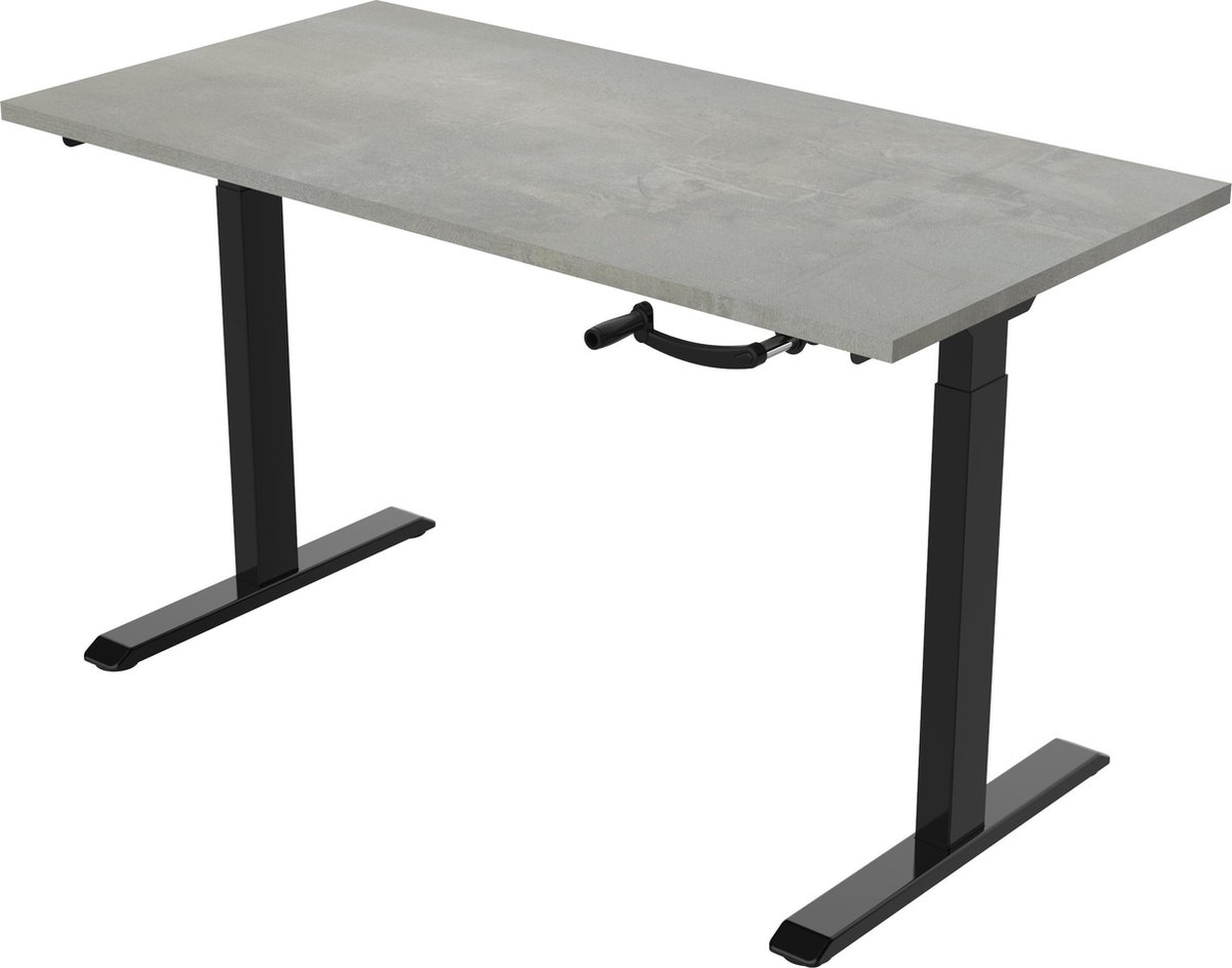 OrangeLabel S1 Desk zit/sta met slinger. Zwart metalen onderstel en blad 120x80 Oxyd. Hoogteverstelling 68.5 t/m 116.5cm.