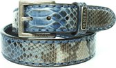 Sendra Boots Riem 1016 Blauw Dames Heren Riem Handgemaakte Verwisselbare Gesp Cowboy Western Ibiza Bohemian 4cm brede Jeans Broekriem Echt Leer Maat 105