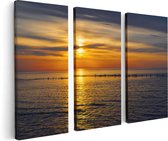 Artaza Canvas Schilderij Drieluik Zonsondergang In De Zee - 120x80 - Foto Op Canvas - Canvas Print