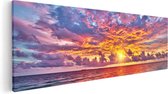 Artaza Canvas Schilderij Zonsondergang Op Het Strand In De Malediven - 90x30 - Foto Op Canvas - Canvas Print