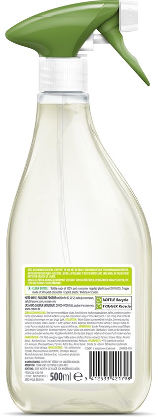Ecover Allesreiniger Spray Harde Oppervlakken - Voordeelverpakking 6 x 500 ml - Vet & vuil verwijderen - Plantaardig & Biologisch afbreekbaar - Citroengras & Gember geur