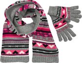 Winterset 2-delig - Hartjes - Grijs-Roze - Maat 110-116