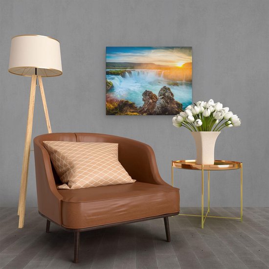Artaza Peinture Sur Toile Chutes d'eau Au Coucher Du Soleil - 50x40 - Photo Sur Toile - Impression Sur Toile