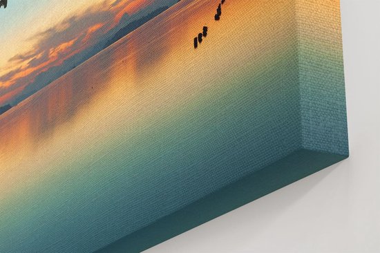 Artaza Peinture Sur Toile Avion Survolant Une Mer Colorée - 60x40 - Photo Sur Toile - Impression Sur Toile